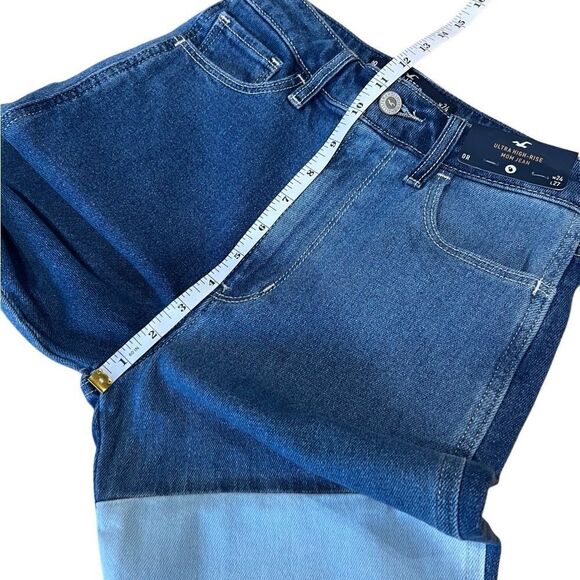 NWT HOLLISTER ULTRA HIGH-RISE PATCHWORK MOM JEANS size 0 W24 L27 - Picture 13 of 16